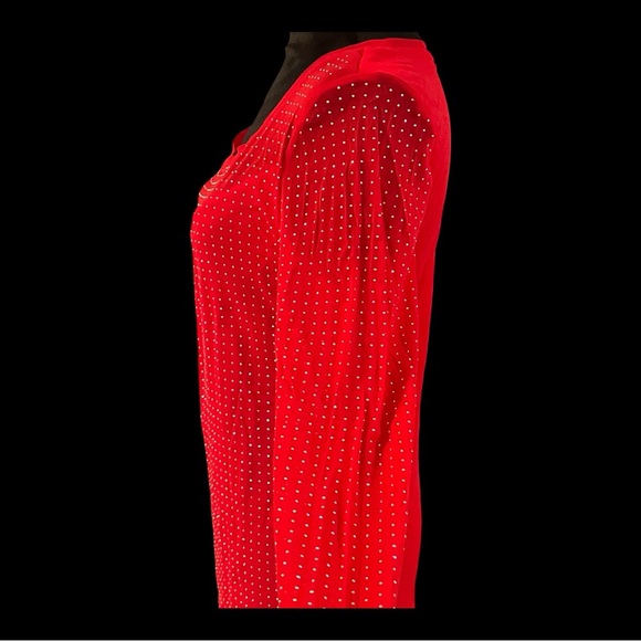 INC INTERNATIONAL CONCEPTS WOMEN'S RED LS STUDDED TOP SZ L - Picture 2 of 6